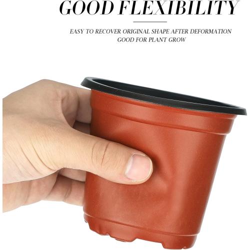 KINGLAKE 100 Pcs 4 Plastic Plants Nursery Pot/Pots Seedlings Flower Plant Container Seed Starting Pots,4 Inch,Red