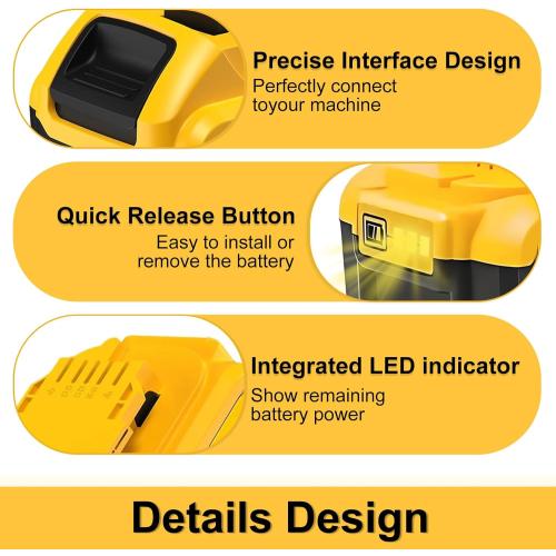 Replacement for Dewalt 20V Max Battery: 8.0Ah Lithium Batteries Compatible with Dewalt Battery DCB208 DCB200 DCB206 DCB205 DCB204 Cordless Power Tools 2 Pack