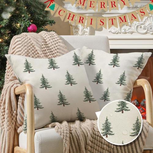 Outdoor Christmas Pillow Covers 20x20 Inch Outdoor Christmas Decorations Christmas Tree Decor White Christmas Throw Pillow Cases Xmas Winter Decorative Pillows for Couch Holiday