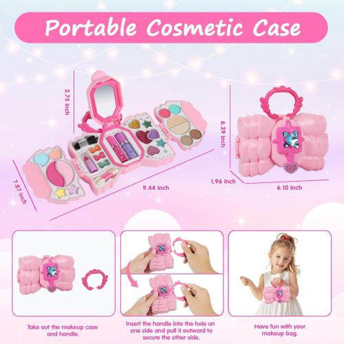 Topsolid Kids Makeup Kit for Girl, Real Washable Makeup for Kid with Mirror, Kids Makeup Sets for Girls 5-8, Princess Toys Cosmetic Set, Christmas & Birthday Gifts Toys for 3 4 5 6 7 8 Year Old Girls