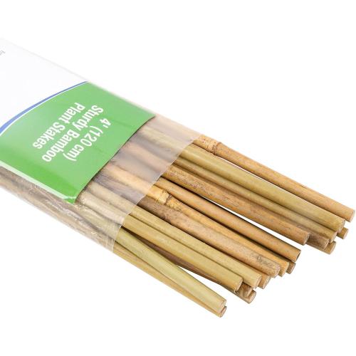 Natural Bamboo Poles, 4 Feet Bamboo Sticks for Plants, Wood Garden Stakes for Tomato, Bean, Flowers, Trees Potted and Climbing Plants, 25 Pack