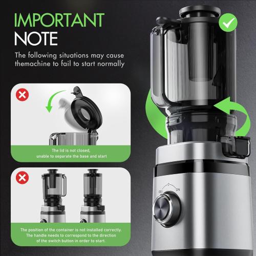 Juicer Machines, Cold Press Juicer with 4.41 Wide Feed Chute, 350W Slow Masticating Juicers for Whole Vegetables & Fruits, High Juice Yield, Easy to Clean, Large Auger, Silver