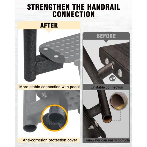 Boat Trailer Steps, Heavy-Duty Trailer Tongue Steps with Safety Grab Handle, Fits 3 x 3 & 3 x 5, 450lbs Capacity (4 Step, Textured Tread)