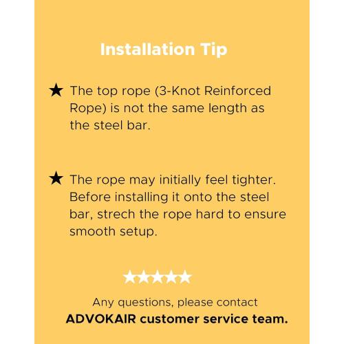 ADVOKAIR Hammock Chair Swing (500 lbs Max) - Hanging Hammock Chair Rope Swing Indoor for Bedroom, Outdoor, Patio, Bedroom, Porch, Deck - Sturdy Steel Bar with Anti-Slip Safety Rings