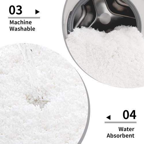 Small Bathroom Rugs  Non Slip White Fluffy Bath Mat for Bathroom Floor Machine Washable Plush Luxury Bath Rug for Tub Soft Shaggy Absorbent Shower Mat