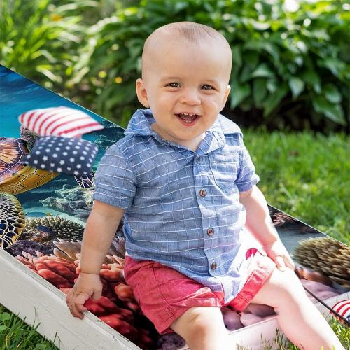 Lone Star Art Cornhole Board Wraps and Decals for Boards Set of 2 Skins Vinyl Covers Sticker - Sea Turtles in Ocean Under Sea World Beach Cornhole Decal for Boards Covers Sticker Cornhole Vinyl Wraps