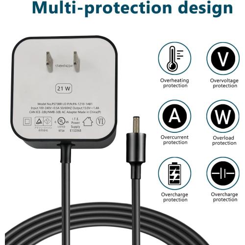 21W Power Adapter for Echo (1st & 2nd Generation), Echo Show (1st Gen), Echo Plus (1st Gen), Fire TV (2nd Gen), Echo Look, Echo Link, 5Ft AC Adapter Power Cord