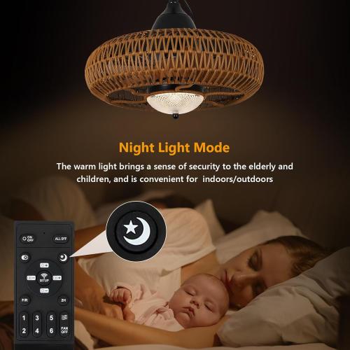 Airposta Waterproof Outdoor Ceiling Fan with Lights Remote Control, Wet Rated Gazebo Fan with 3 Color Temperatures&Dimmable LED Light, Boho Rattan Plug in Ceiling Fan for Indoor Bedroom/Outdoor Patios