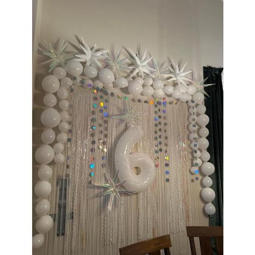 Iridescent Star Balloons,9Pcs 22Inch Iridescent Clear Explosion Spike Cone Helium Polyester Film Star Foil Balloons for Birthday Anniversary Baby Shower Wedding Disco Party Decorations