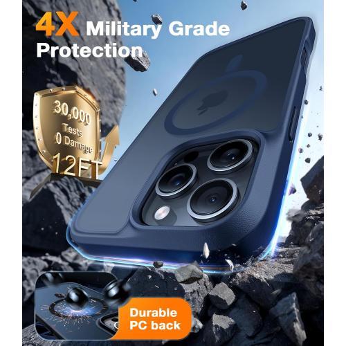 TORRAS Magnetic Shockproof for iPhone 16 Pro Max Case, [4X Military-Grade Protection] [Compatible with MagSafe] Translucent Case for iPhone 16 Pro Max Anti-Scratch Guardian 6.9