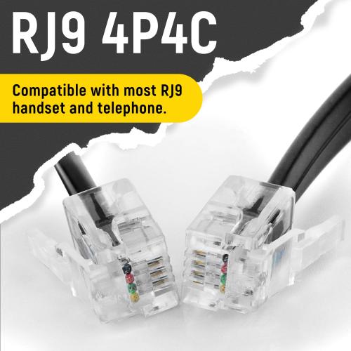 Uvital 2 Pack Phone Cord for Landline, 1.4 FT Telephone Handset Cord, Black
