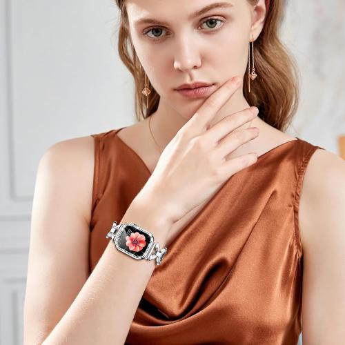 Mesime Compatible with  Watch Band 38mm 40mm 41mm 42mm 44mm 45mm 46mm, Women Bling Jewelry Bands with Tempered Glass Screen Protector Case, Shiny Strap for iWatch Series 11/10/9/8/7/6/5/4/3/2/1/SE
