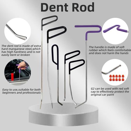 Paintless Dent Repair Rods, Dent Rods Removal Kit, Stainless Steel Dent Rods, Professional Hail Dent Removal Tool for Minor Dents, Door Dings and Hail Damag