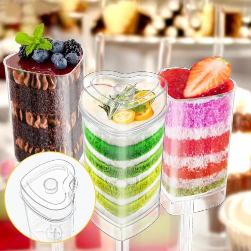 Jucoan 50 Pack Push Cake up Pop Containers with Lid, Mess-Free, Heart Shape