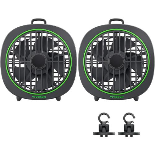 VIVOSUN AeroWave D4, 4” Grow Tent Clip Fan with Detachable Hook, 3-Speed Strong & Quiet Airflow, Adjustable Airflow Angle for Hydroponics, Circulation & Cooling, Black, 2-Pack