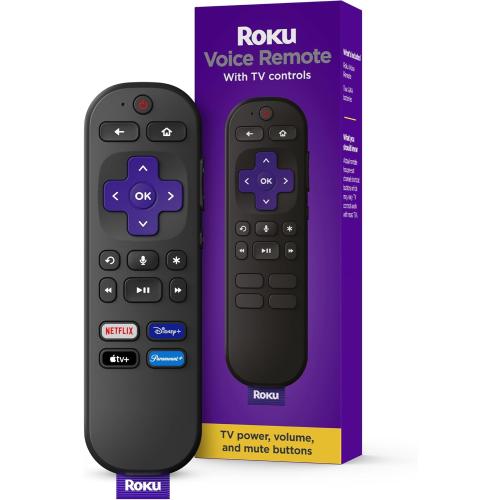 Roku Voice Remote | Replacement TV Remote Control with Voice Control, Simple Setup, & Pre-Set App Shortcuts - Compatible with Roku TV, Players, & Audio Devices