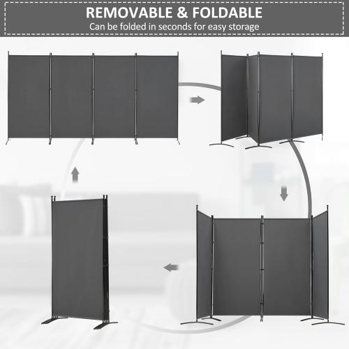 Spurgehom 4 Panel Room Divider Folding Privacy Screen, Freestanding Fabric Partition Portable Room Partition Wall Dividers for Home Office Room Restaurant, 136 W X 72 H (Grey)