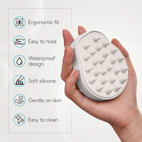 HEETA Scalp Massager 2 Pack, one item missing for Hair Growth, Soft Silicone Bristles to Remove Dandruff and Relieve Itching, Scalp Scrubber for Hair Care Relax, Shampoo Brush for Wet Dry Use, New Grey & Beige