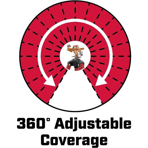 Chapin 4993: Heavy Duty Brass Head Tripod Impact Lawn Sprinkler, 360 Degree Coverage for Large Lawns, Golf Courses, Gardens, Adjustable Height, Gooseneck Hose Connection, Red and Black