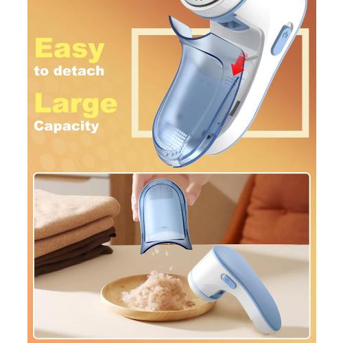 Fabric Shaver, Lint Remover for Clothes, Effectively and Quickly Remove Pills, Sweater Shaver with Stainless Steel 3-Leaf Blades and Safety Lock Protection.(Blue & White)