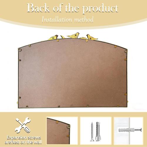 Gold Baroque Vintage Mirror for Vanity 19x25Inch Gold Antique with Ornate Frame, Arched Vintage Wall for Bathroom, Living Room, Fireplace, Entryway (Golden (Arched 6), 20L x 26W（Vertical ）)