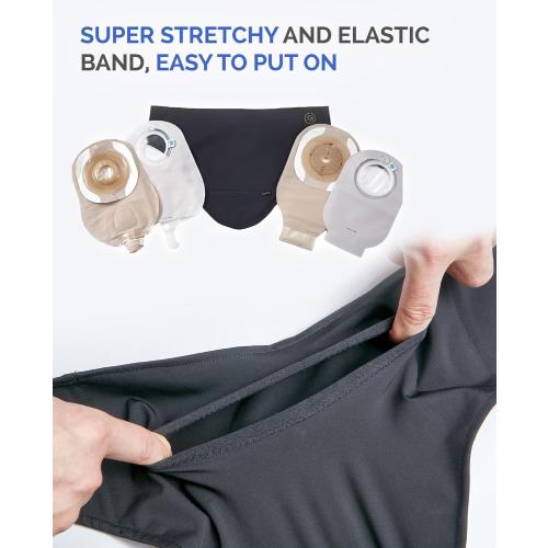 GBmates™ Ostomy Belt in Black | Colostomy Bag Covers Ileostomy Bag Cover for Men and Women | Ostomy Shower Cover for Swimming and Shower | Urostomy Wrap Hernia Support Plus Size (M)