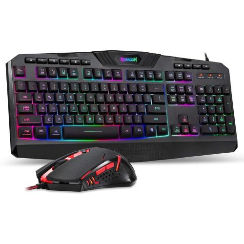 Black Redragon S101 Gaming Keyboard, M601 Mouse, RGB Backlit Gaming Keyboard, Programmable Backlit Mouse, Value Combo Set [New Version]