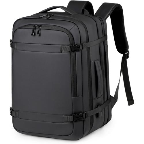 Extra Large 50L expandable travel laptop backpack Men Women,Airline Approved travel backpack,Business commuting backpack, water-resistant (Black)