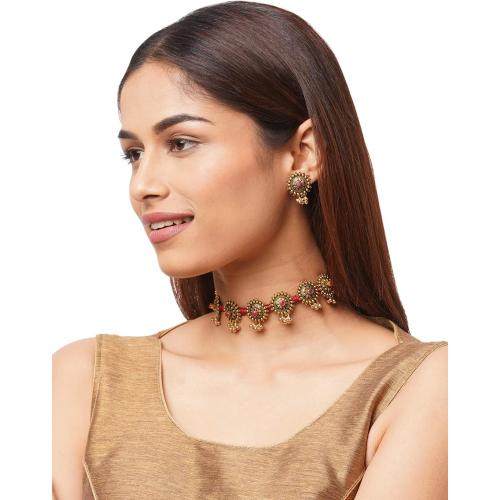 Binnis wardrobe Dual toned hand made textured choker Jewellery set