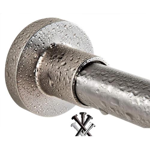 BRIOFOX Tension Curtain Rod 43-73 Inches Brushed Nickel - Rustproof and Non-Slip and Heavy Duty Shower Curtain Rod, 304 Stainless Steel