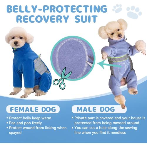 Dog Fleece Onesie Clothes, Dog Pajamas Dog Surgery Recovery Suit for Puppy, Small Dog Pjs Warm Coat for Male and Female Dogs(Dark Pink Size S-M)
