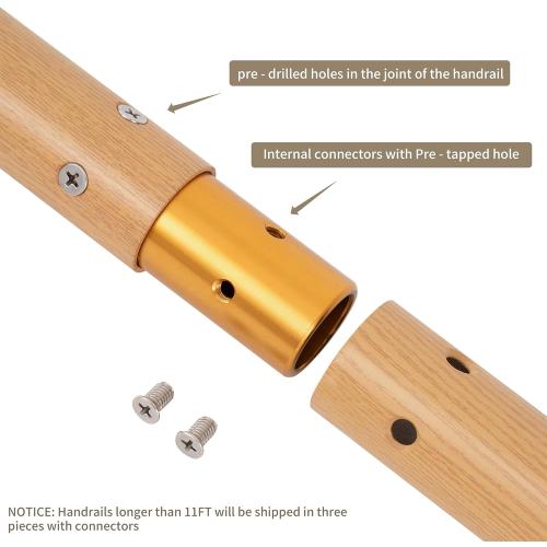 7 FT Modern Aluminum Handrail Set, handrails for Indoor Stairs,Deck,Slope, Wall Mounted Staircase handrails, Zink Alloy Brackets Included,Rust Free. (Cherry Wood Grain, 7 FT)