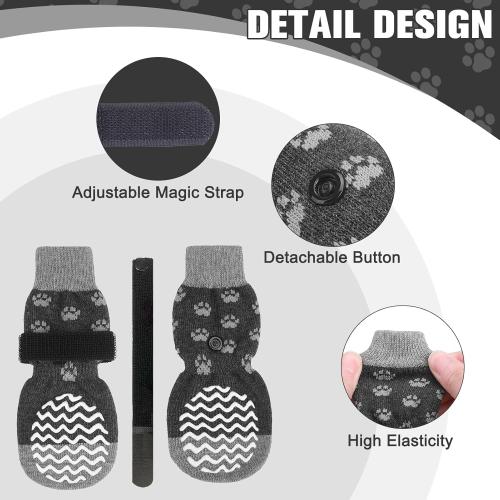 EXPAWLORER 6Pcs Anti Slip Dog Socks to Prevent Licking Paws, Dog Shoes for Hot Pavement, Double Sides Dog Boots & Paw Protectors Booties for Hardwood Floors with Grippers Small Medium Large Senior Dog
