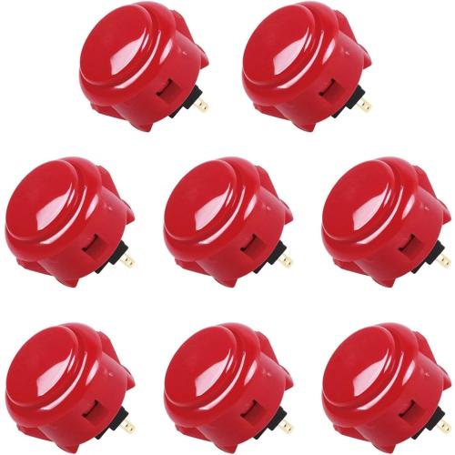 SANWA 8 pcs OBSF-30 Original Push Button 30mm - for Arcade Jamma Video Game & Arcade Joystick Games Console (Red) S@NWA