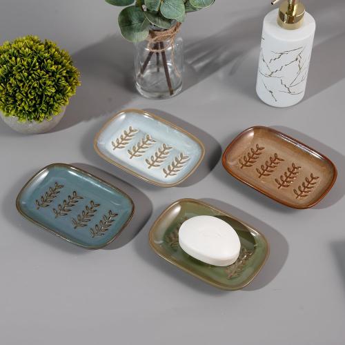 HighHerz Aesthetic Ceramic Soap Dish for Shower, Soap Holder with Raised Relief, Shower Soap Dish for Shampoo Bar Or Sponge, Soap Saver for Bathroom, Kitchen, Sink, Decorative Soap Tray (Brown)