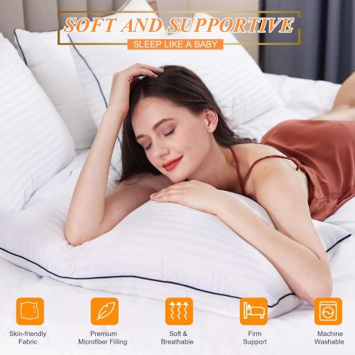 Bed Pillows for Sleeping, King Size Pillows Set of 2 Cooling Luxury Hotel Quality Pillow with Premium Soft Down Alternative Filling for Back, Stomach or Side Sleepers