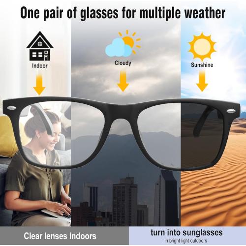 AI Smart Glasses for Men and Women with Chat GPT, Bluetooth Translation Glasses with 164 Languages and Color-Change Lens, Music Playback, Hands-Free Calls, UV & Blue Light Protection