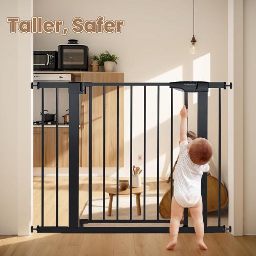 36 High Extra Tall Dog Gate, 29.6-40.5 Wide Pressure Mounted Tall Baby Gate for Dog, Auto Close Pet Gate with Door for Stairs,Doorways,House,Black