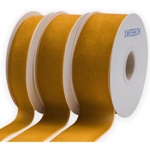 Gold Velvet Ribbon Single Sided,1 1/2 Inch by 10 Yards Spool