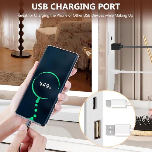 Vanity Mirror with Lights, Led Lighted Makeup Mirror with 3 Color Dimmable Lights, Touch Control, USB Charging Port, Gifts for Women Wife Teengirls