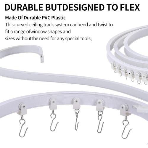 Flexible Bendable Ceiling Curtain Track, 5m (16.4ft), Ceiling Track Ceiling Mount, for Curtain Track with Track Curtain System, RV Curtain Spacer, Curtain Ceiling Track