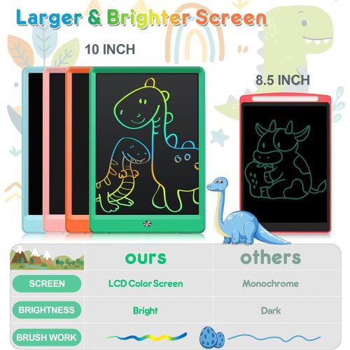 Size 10 Color Green  FLUESTON LCD Writing Tablet, Doodle Board Toys Gifts for 3-8 Year Old Girls Boys, 10 Inch Colorful Electronic Board Drawing Pad for Kids, Gifts for Toddler Educational Learning Travel Birthday, Green