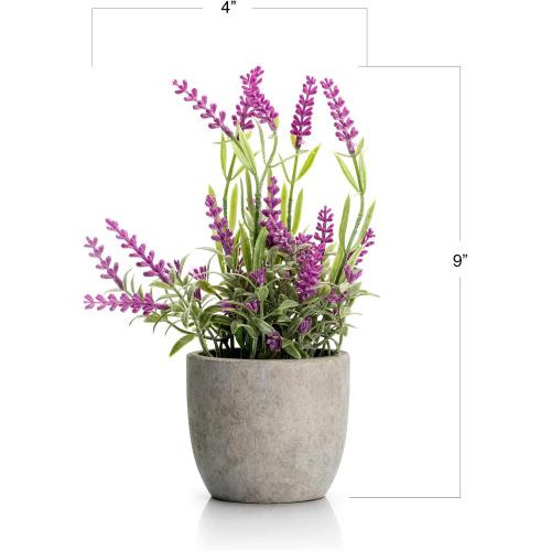 Velener Artificial Lavender Flowers(Pink/White/Purple), Small Fake Lavender Plants Pot Set of 3 - Faux Lavender Flowers for Farmhouse/Home