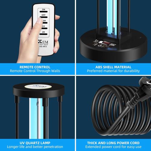 UNTESTED -Ultraviolet Germicidal Lamp, 72w UV Ozone Light for Whole Room, 99.99% Sanitization Rate, Three-Step Timing Remote Control, Blue Light,for Home/Office/School