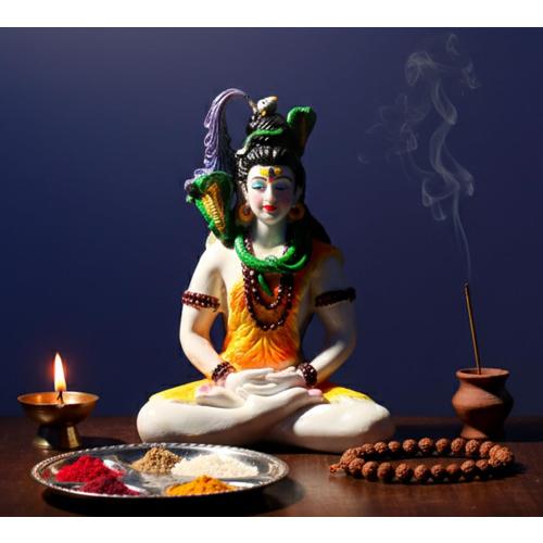 Esplanade Resin Shiva Shiv Adiyogi Natraj Idol Murti Figurine for Pooja at Home and mandir - 9 Inches - Multi