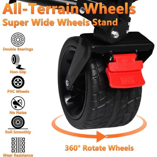 42 L Collapsible Foldable Wagon, 500LB Weight Capacity with 220L Heavy Duty Folding Cart,Utility Wagon with Big All-Terrain Beach Wheel, Drink Holders and 2 Bungee Cords,Black