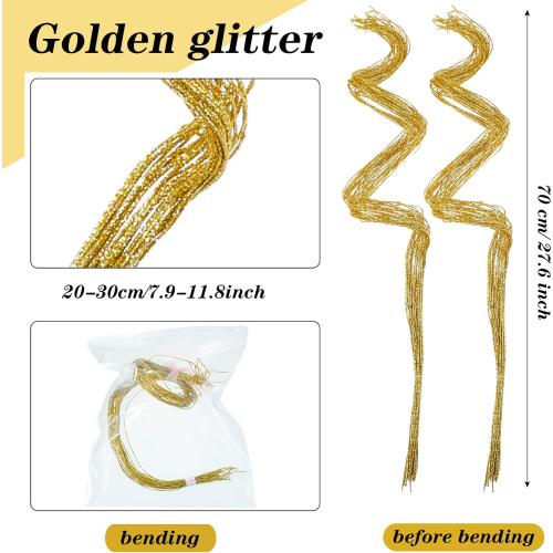 Glitter Curly Ting Ting Branches Christmas Branches Vase Filler Artificial Curly Twigs for Christmas Tree Garland Wreath Decoration, Craft Vases Home Garden Decoration (Gold, 80 Pieces)