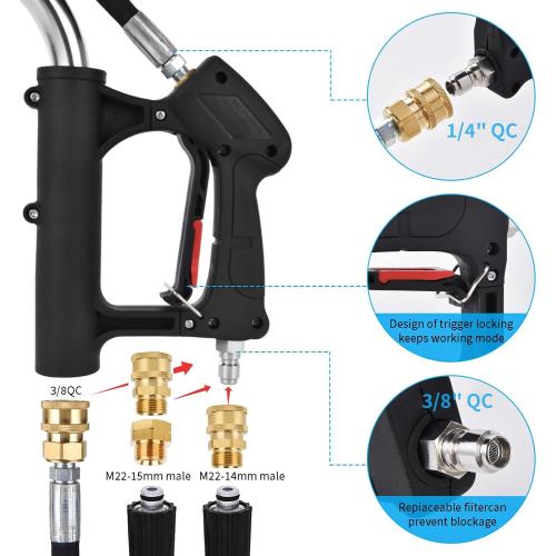 24 FT Gutter Cleaning Tools from The Ground - Telescoping Pressure Washer Wand - Gutter Cleaner Attachment with Power Washer Extension Wands, Brush, 7 Spray Nozzle Tips, 3 Hose Adapters, Support Belt