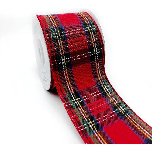 Designer's Shop WR 63-5187 Holiday Tartan Plaid Wired Ribbon 2.5 x10 Y