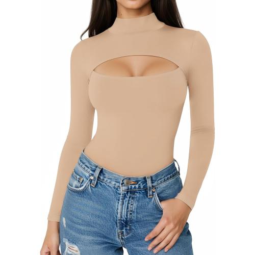 Size Medium Active Uso Short Long Sleeve Shirts for Women Basic Mock Turtle Neck Cut Out Tops Going Out T-Shirt Tee